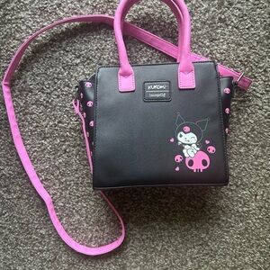Loungefly Black and Pink Kuromi Crossbody Bag